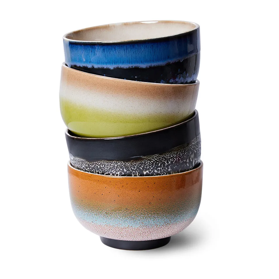 Lot de 4 bols 70's Ø13,5 cm, Groovy HKliving