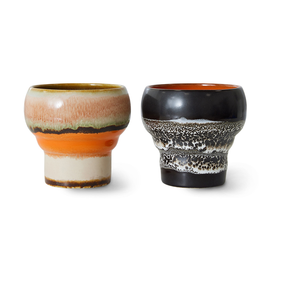 HKliving Mug lungo 70's, 24 cl, lot de 2 Basalt | Design Scandinave | Tasses à café | Multi