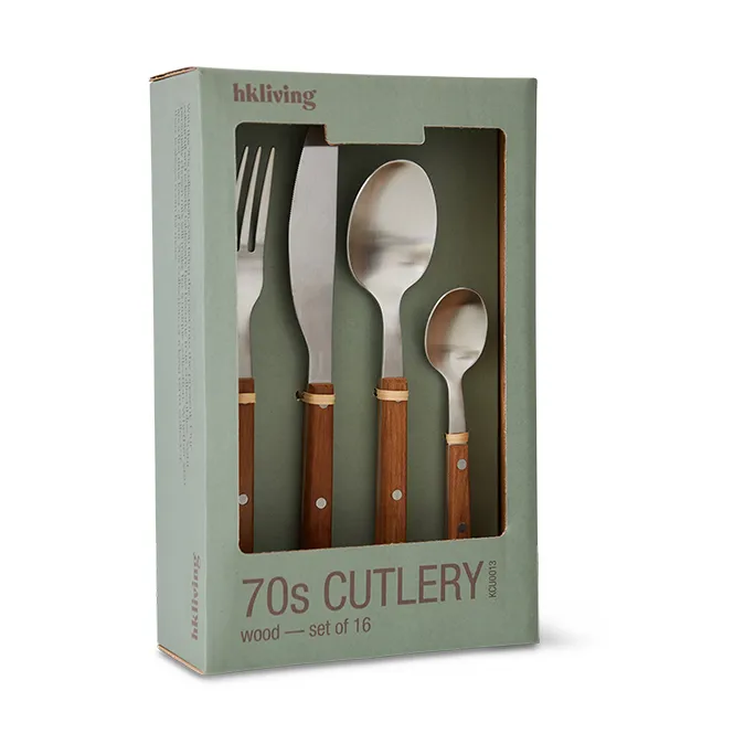 Set de couverts 70's, 16 pièces, Bois massif HKliving