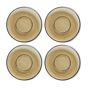Soucoupe de tasse à café 70's glassware Ø 10,6 cm, lot de 4 - Mud brown - HKliving