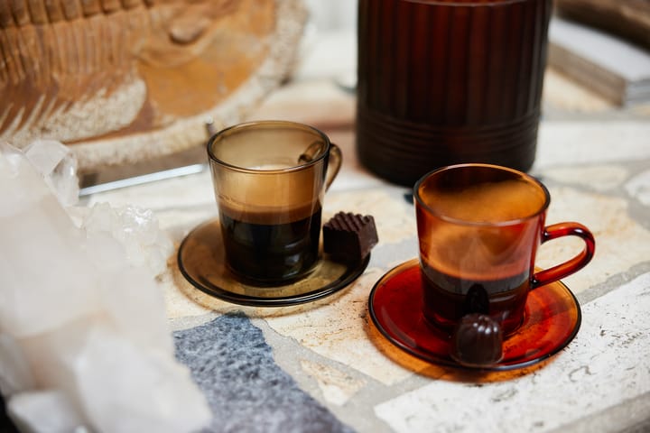 Soucoupe de tasse à café 70's glassware Ø 10,6 cm, lot de 4 - Mud brown - HKliving