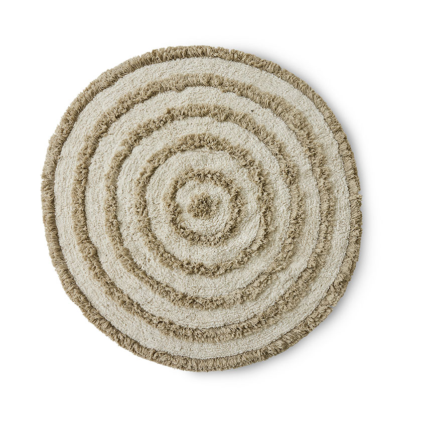 HKliving Tapis de bain HK Living o120 cm Cream | Design Scandinave | Tapis de bain | Beige