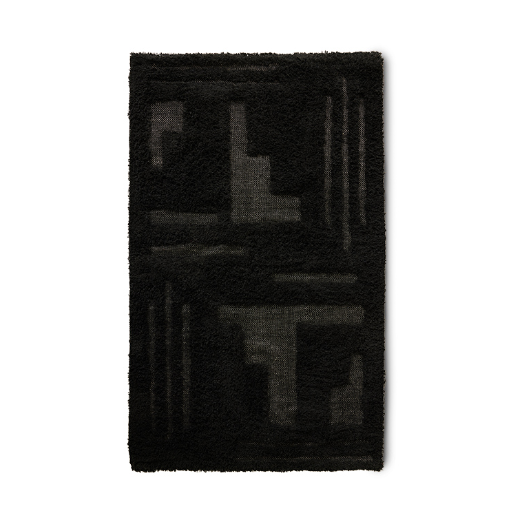 HKliving Tapis de bain Simplicity 70x120 cm Black | Design Scandinave | Tapis de bain | Noir