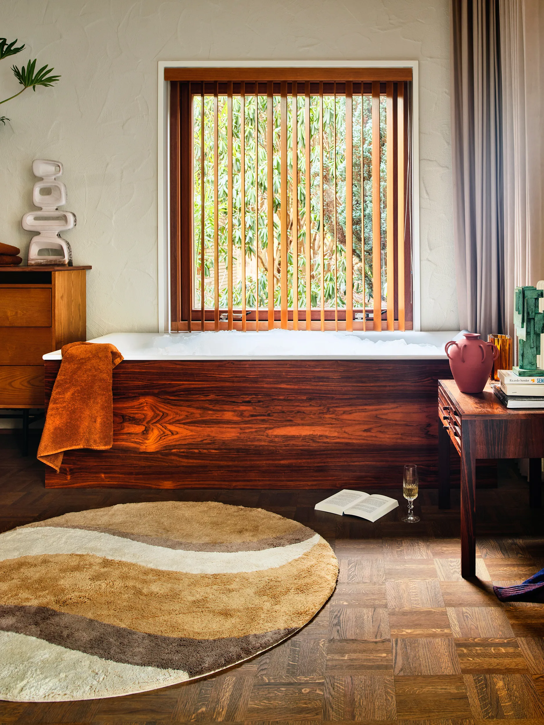 Tapis de salle de bain Natural waves Ø 120 cm, Natural multicolours HKliving