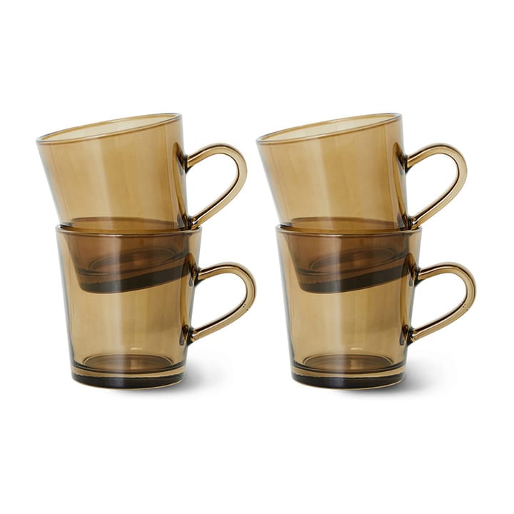 Tasse à café 70's glassware 20 cl, lot de 4 - Mud brown - HKliving