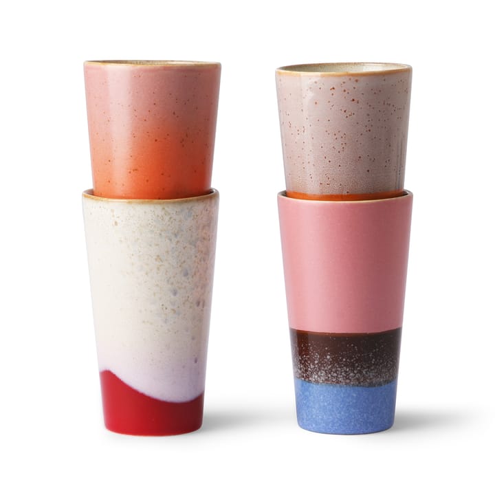 Tasse à latte 70's Lot de 4, Multi HKliving