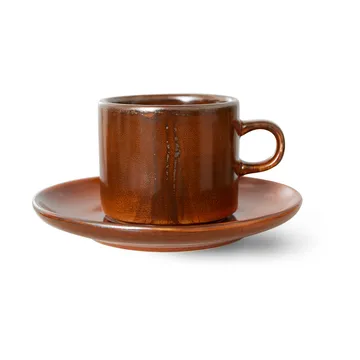 Tasse avec soucoupe Home Chef 22 cl - Burned orange - HKliving