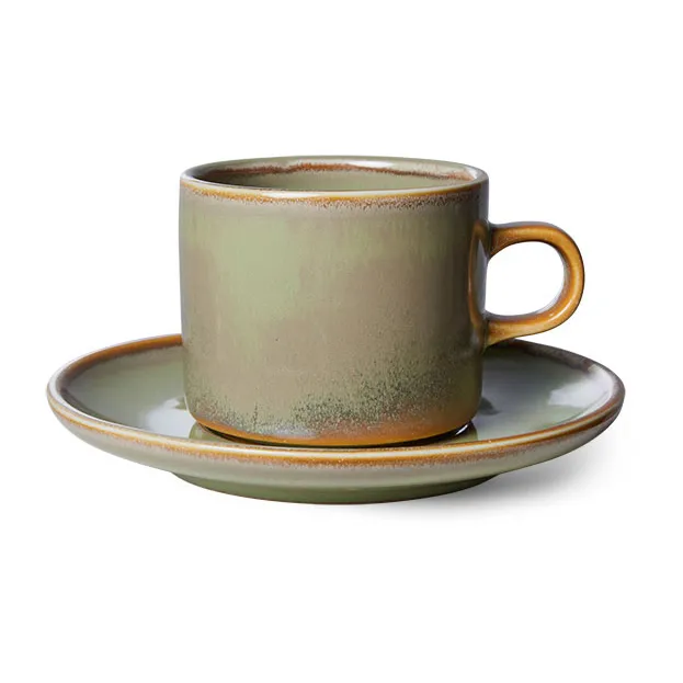 Tasse avec soucoupe Home Chef 22 cl, Moss green HKliving