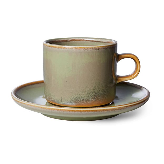 hkliving tasse avec soucoupe home chef 22 cl moss green