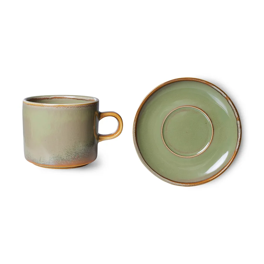 Tasse avec soucoupe Home Chef 22 cl, Moss green HKliving