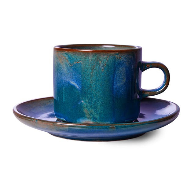 Tasse avec soucoupe Home Chef 22 cl - Rustic blue - HKliving