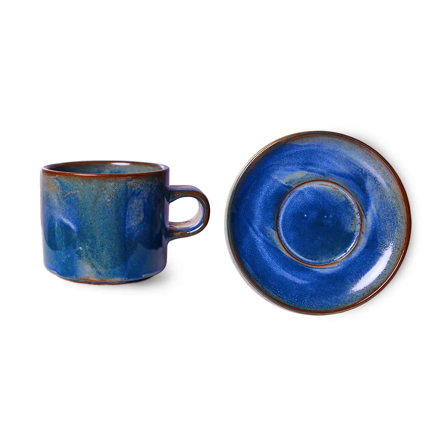 Tasse avec soucoupe Home Chef 22 cl, Rustic blue HKliving