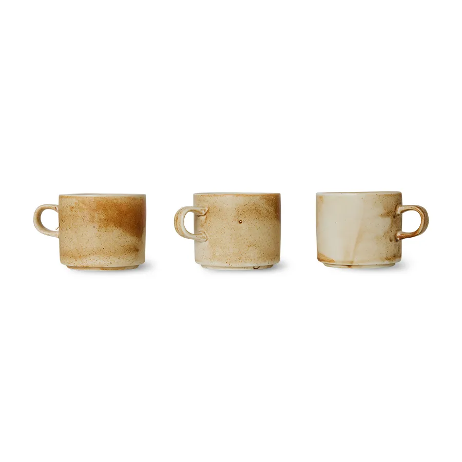 Tasse avec soucoupe Home Chef 22 cl, Rustic cream-brown HKliving
