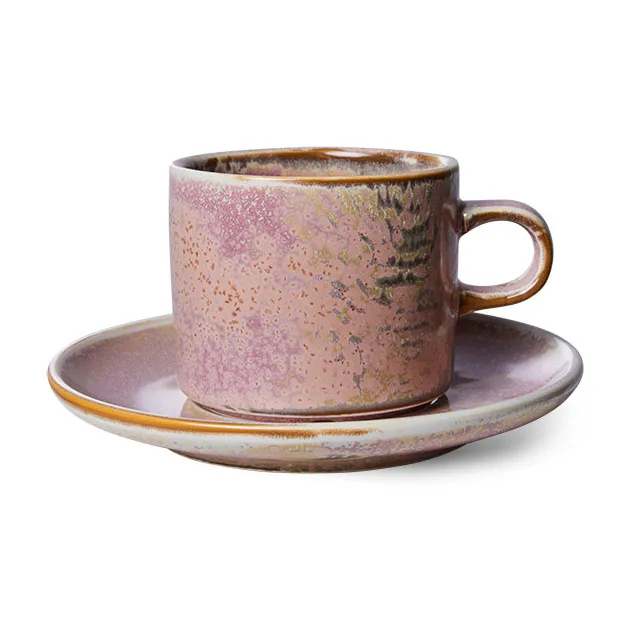 Tasse avec soucoupe Home Chef 22 cl, Rustic pink HKliving
