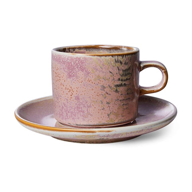 hkliving tasse avec soucoupe home chef 22 cl rustic pink