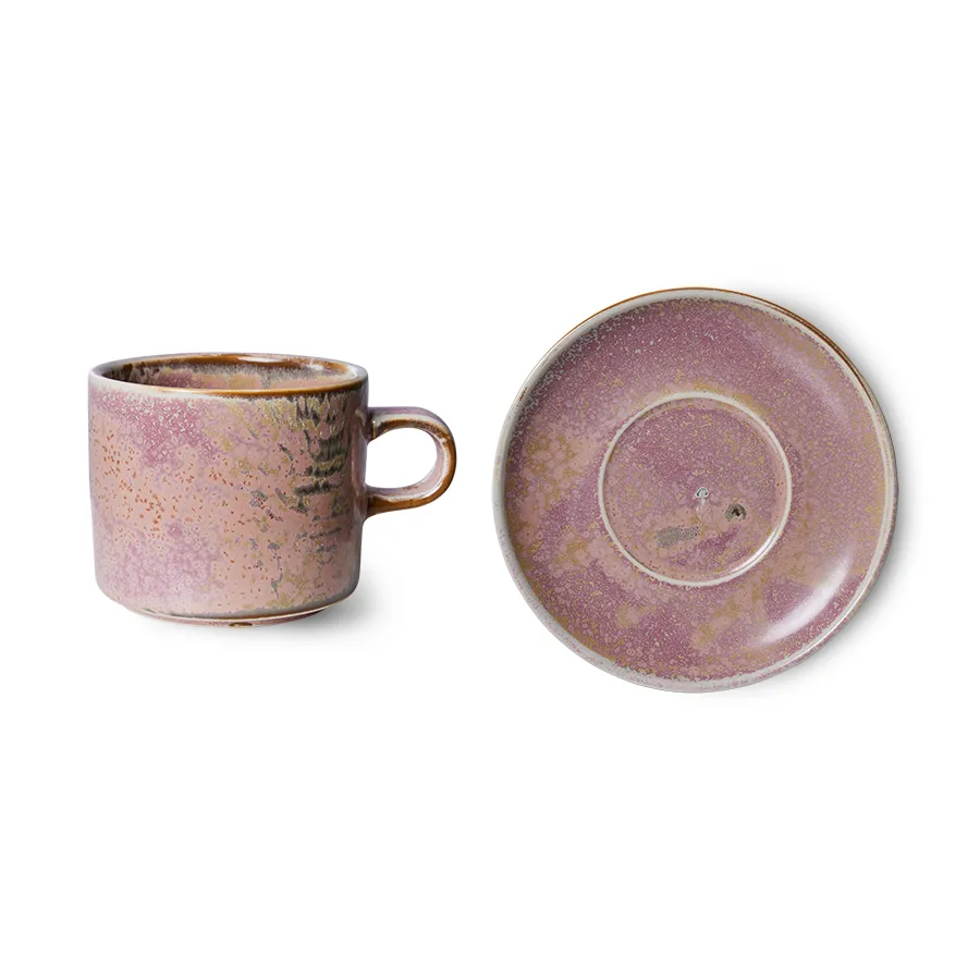 Tasse avec soucoupe Home Chef 22 cl, Rustic pink HKliving