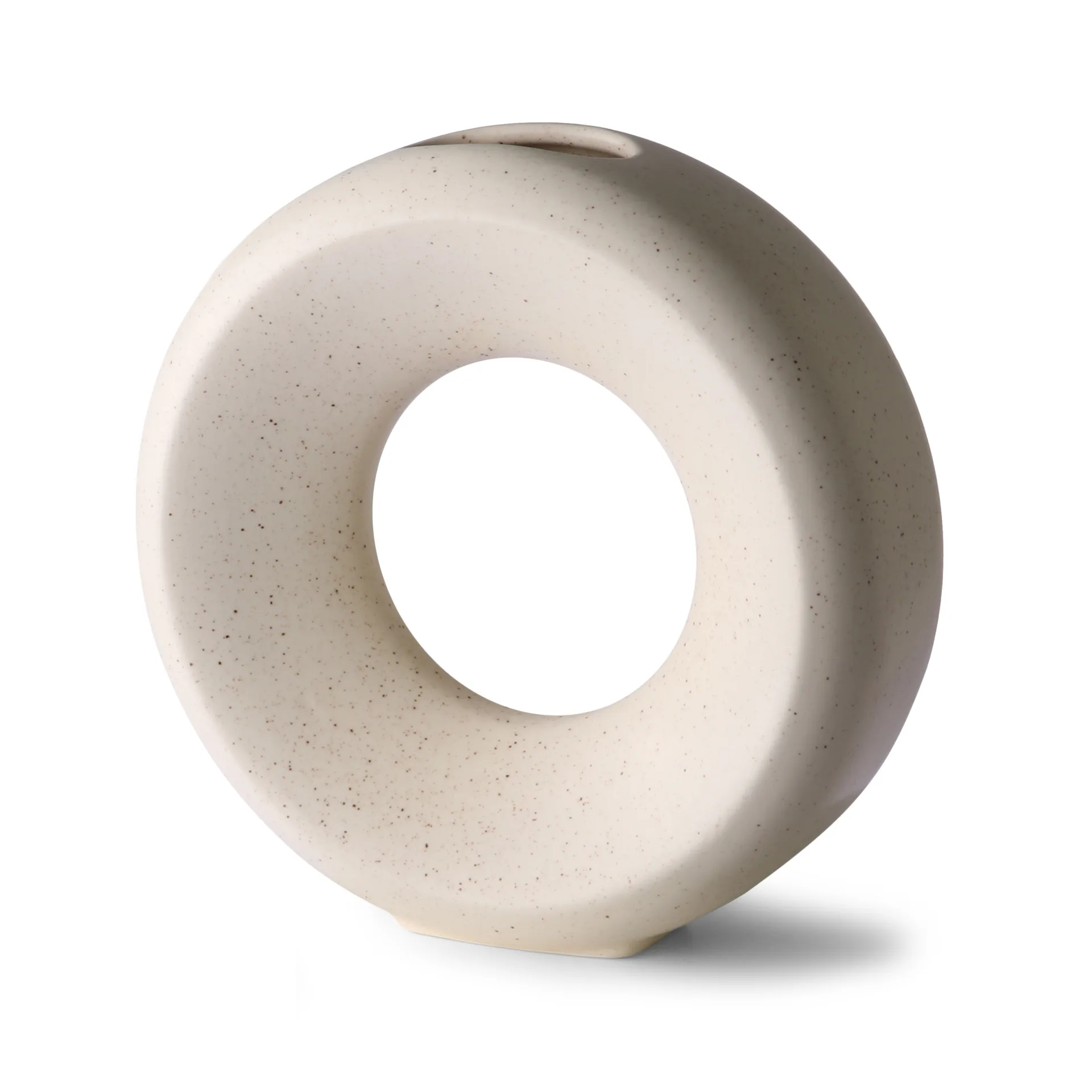 Vase Circle M 24,5 cm, White speckled HKliving