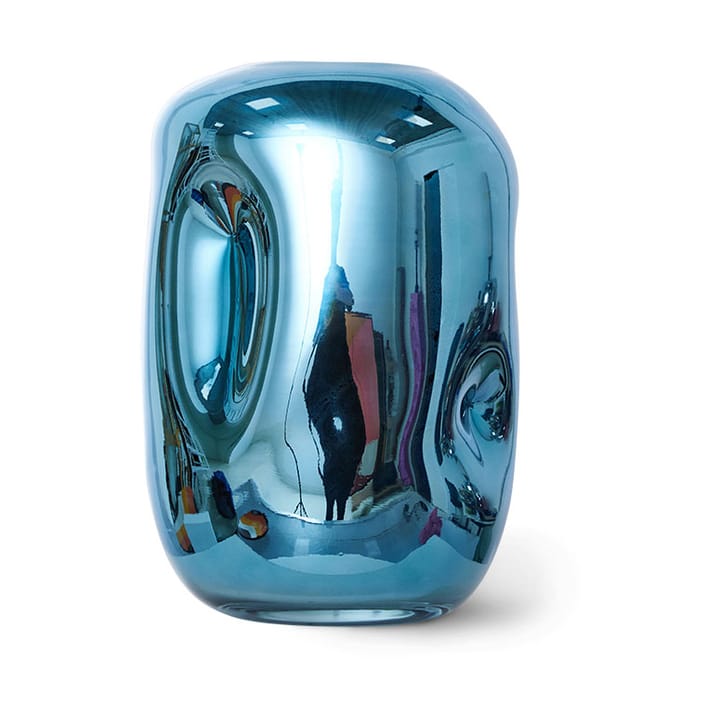 Vase en verre HK Objects 21,5 cm, Blue chrome HKliving