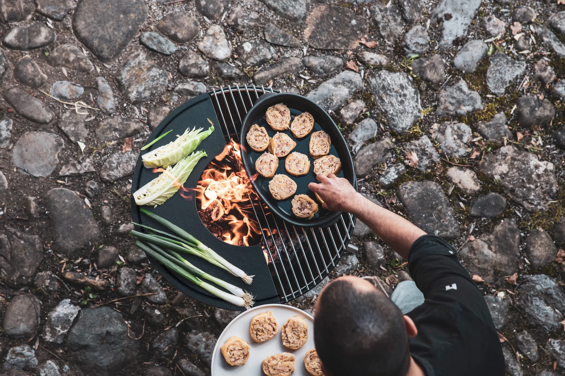 Brasero BOWL 57, Noir-argent, trépied Höfats