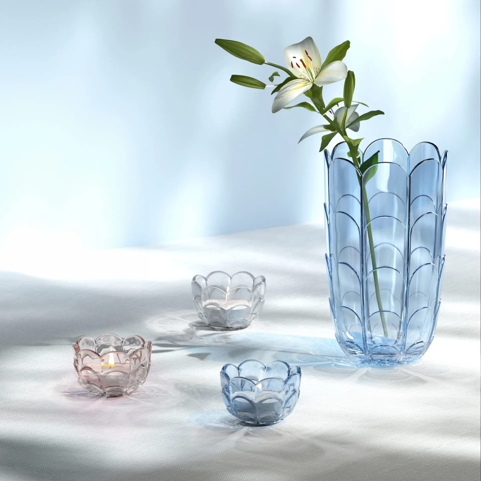 Vase Lily H19 cm, Blue iris Holmegaard