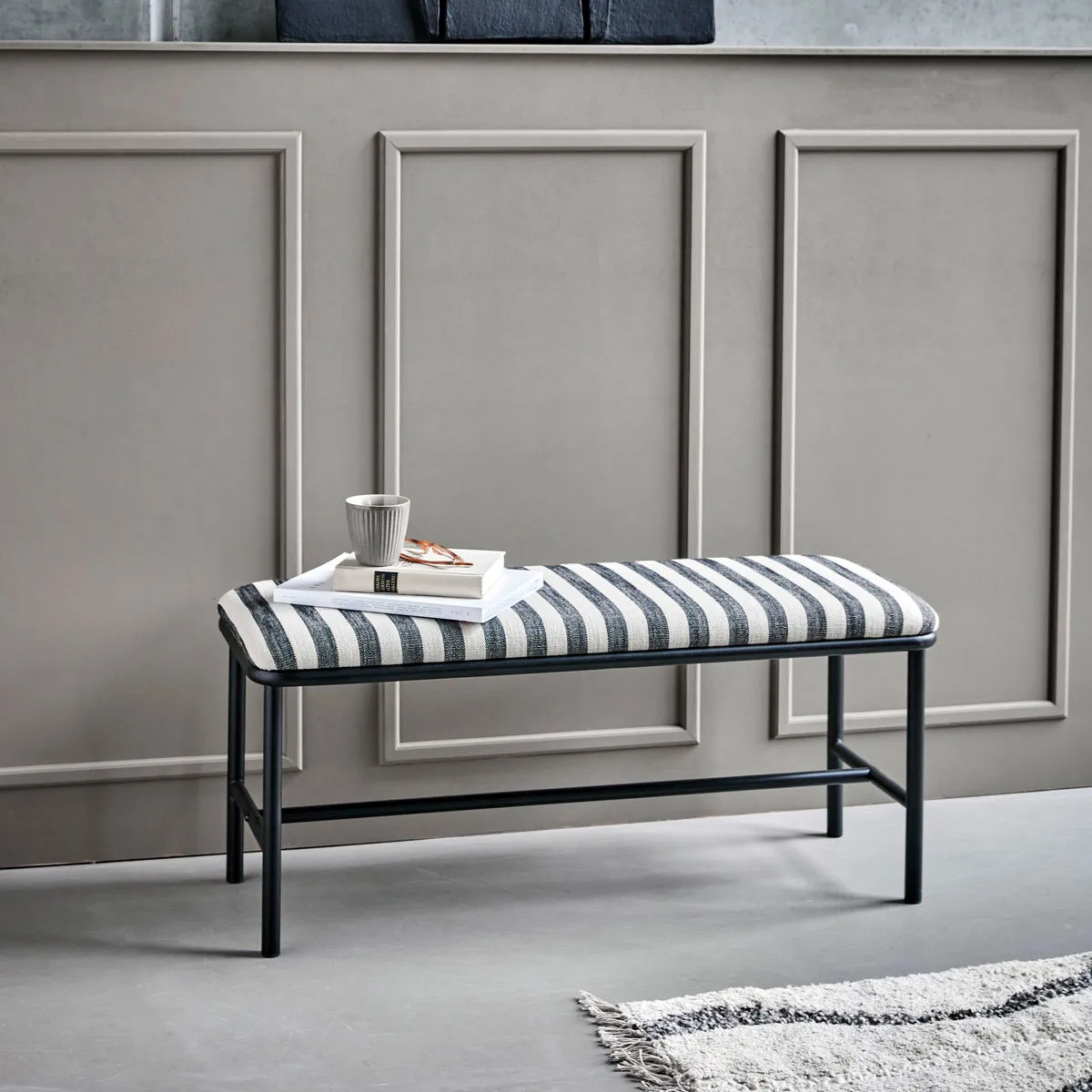 Banc Toda 100 cm, Noir-Blanc House Doctor
