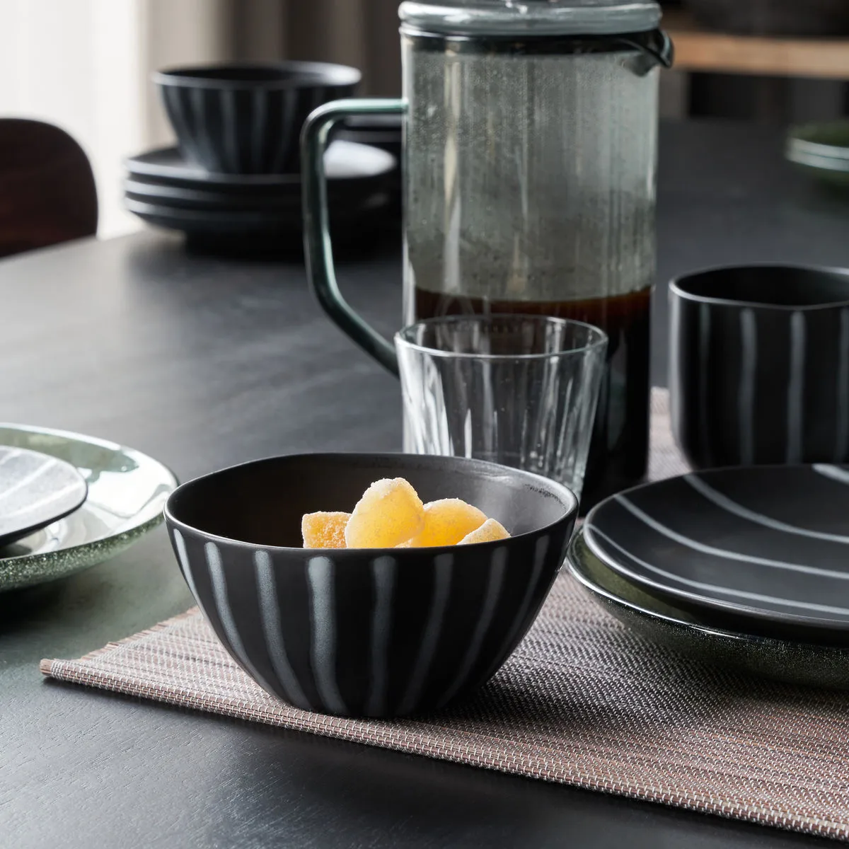 Bol Line Ø12 cm, Noir-marron House Doctor