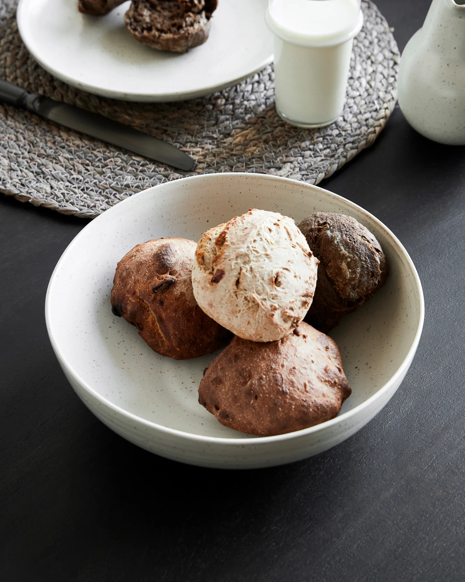 Bol Pion Ø22 cm, Gris-blanc House Doctor