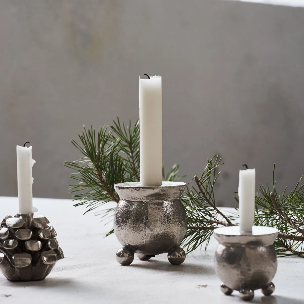 Bougeoir Classic Ø7 cm, Argent antique House Doctor