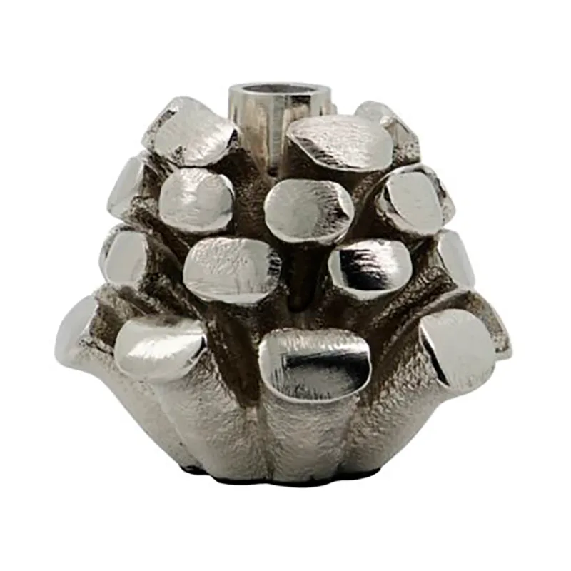 Bougeoir Pine Cone Ø7,5 cm, Argent antique House Doctor