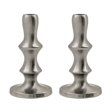 Bougeoir Reese, lot de 2 - Silver finish - House Doctor