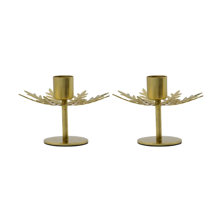 Bougeoir Snowflake lot de 2 - Coloris laiton antique - House Doctor