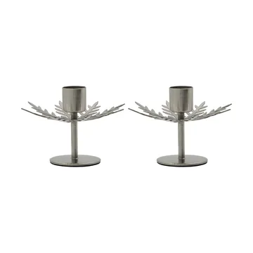 Bougeoir Snowflake lot de 2 - Finition argent - House Doctor