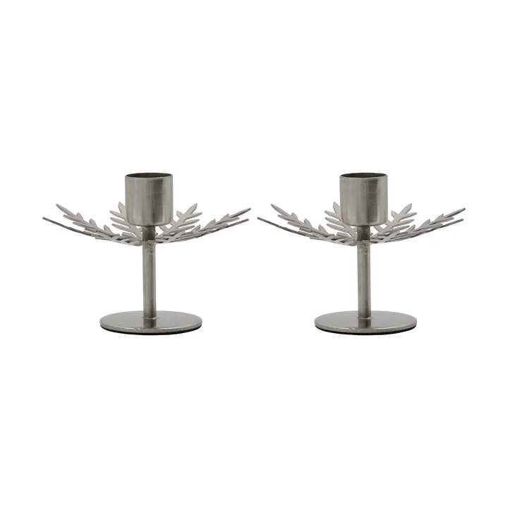 Bougeoir Snowflake lot de 2 - Finition argent - House Doctor