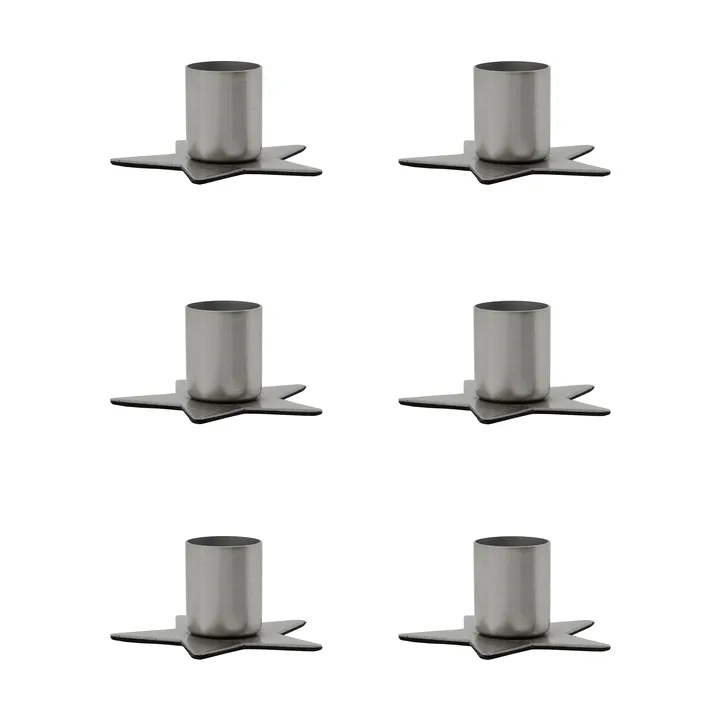Bougeoir Stage lot de 6 - Argent - House Doctor