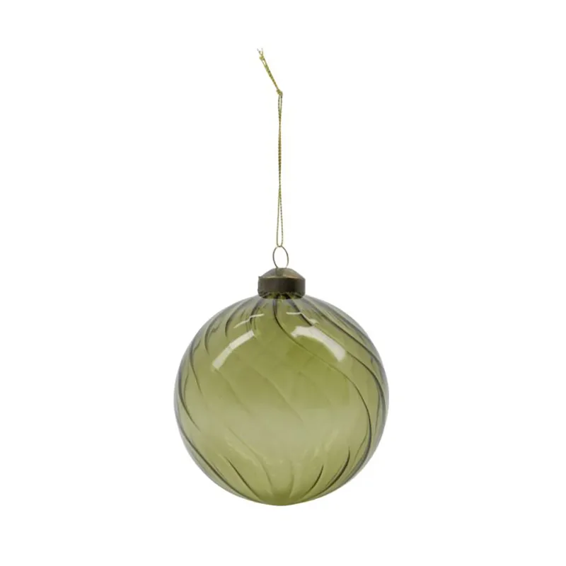 Boule de Noël Fluted Ø10 cm, Vert House Doctor
