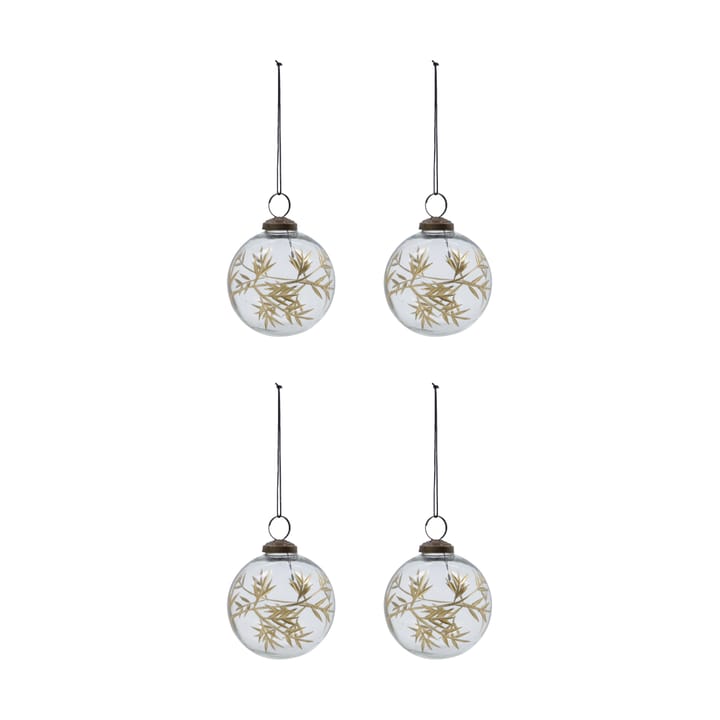 Boule de Noël Leaf Ø7,5 cm lot de 4 - Clair-or - House Doctor