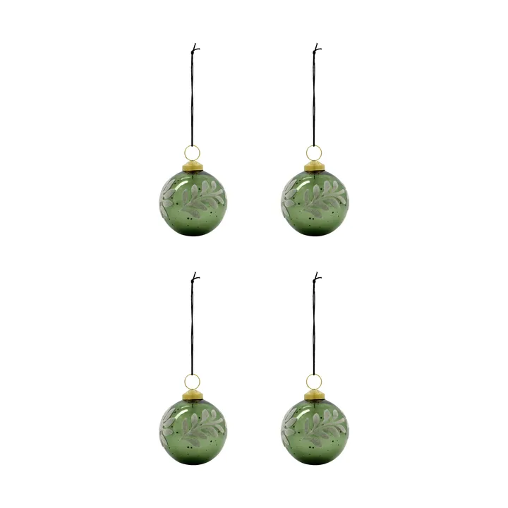 Boule de Noël Luto lot de 4 - Vert - House Doctor