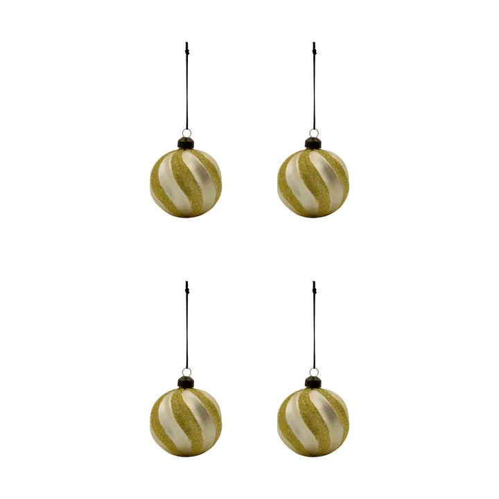 Boule de Noël Swirl lot de 4 - Champagne-or - House Doctor