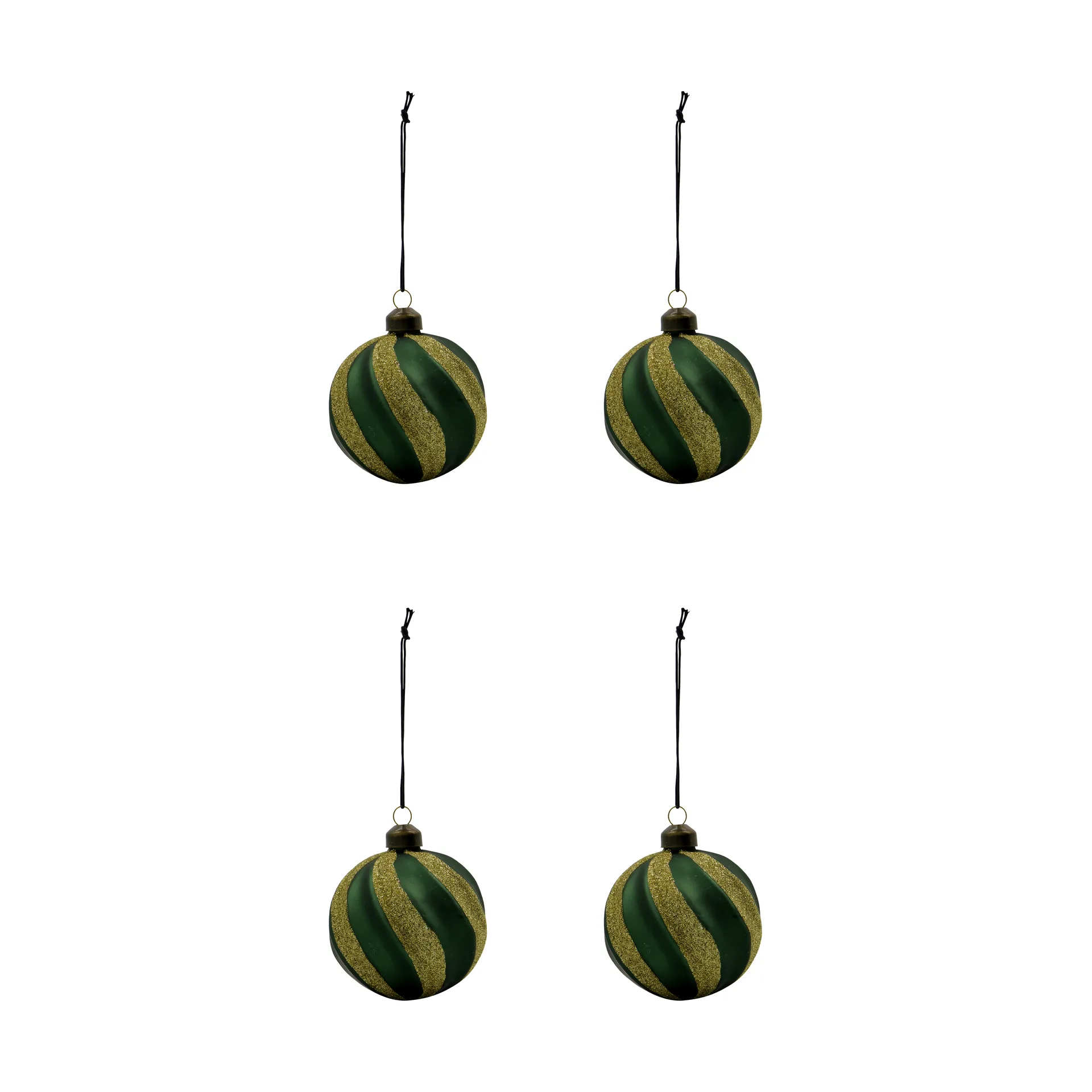 Boule de Noël Swirl lot de 4, Vert-or House Doctor