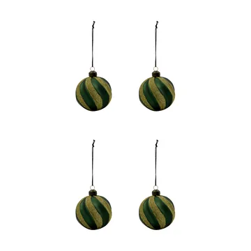 Boule de Noël Swirl lot de 4 - Vert-or - House Doctor