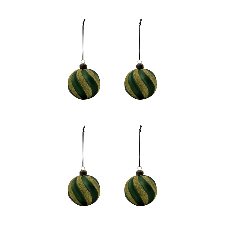 Boule de Noël Swirl lot de 4 - Vert-or - House Doctor