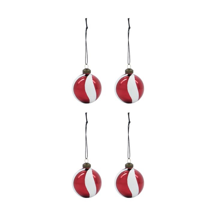 Boule de Noël Twister Ø6 cm lot de 4 - Blanc-rouge - House Doctor