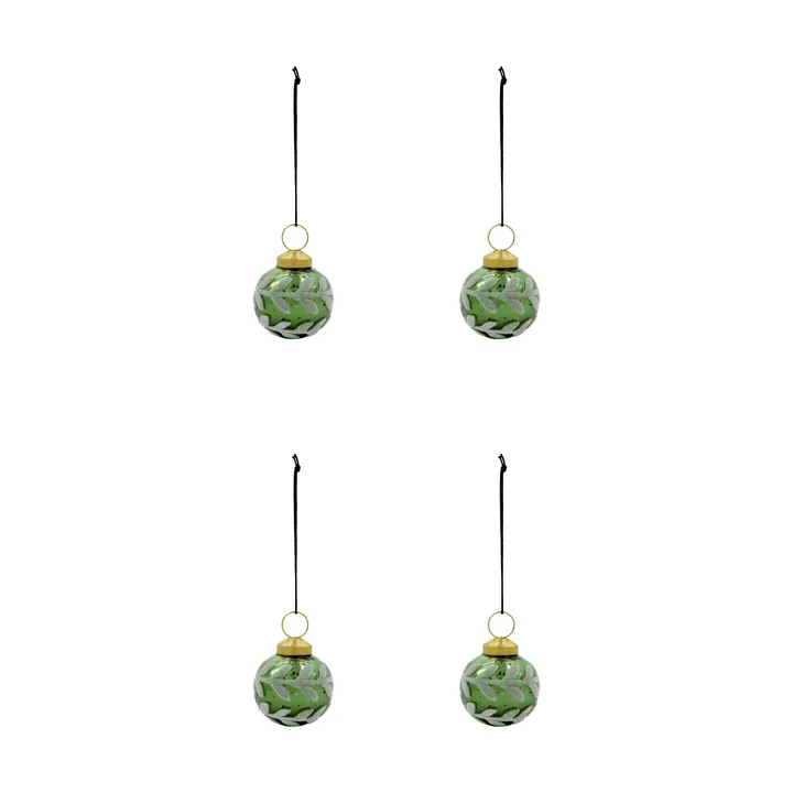 Boule de Noël Vellu lot de 4 - Vert - House Doctor