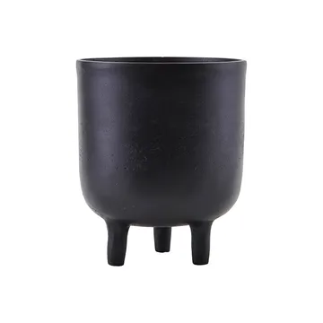 Cache-pot noir Jang avec pieds Ø15 cm - 18cm - House Doctor