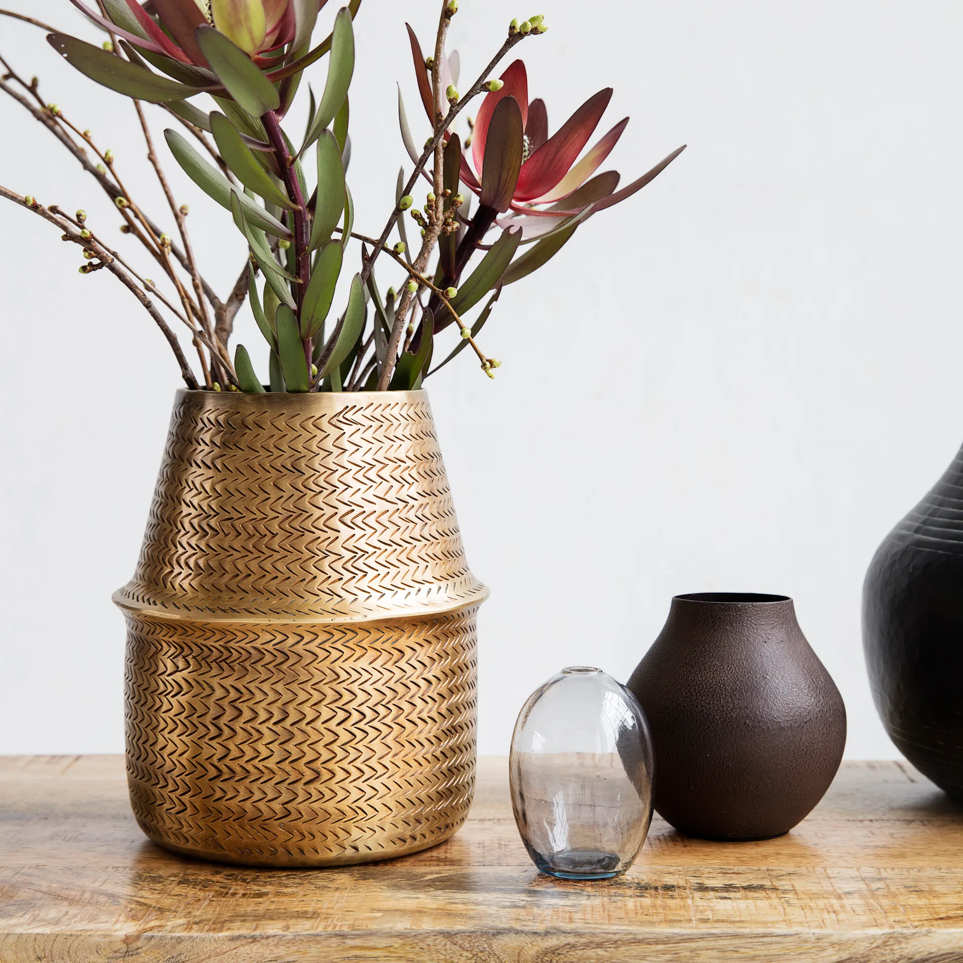 Cache-pot Rattan Ø19 cm, laiton House Doctor