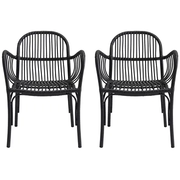 Chaise en rotin Brea lot de 2 Noir - House Doctor