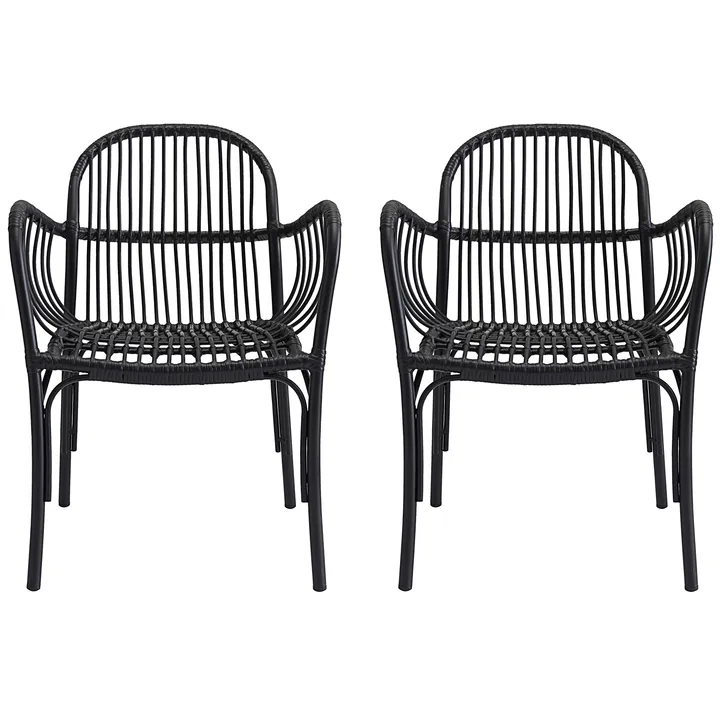 Chaise en rotin Brea lot de 2 Noir - House Doctor
