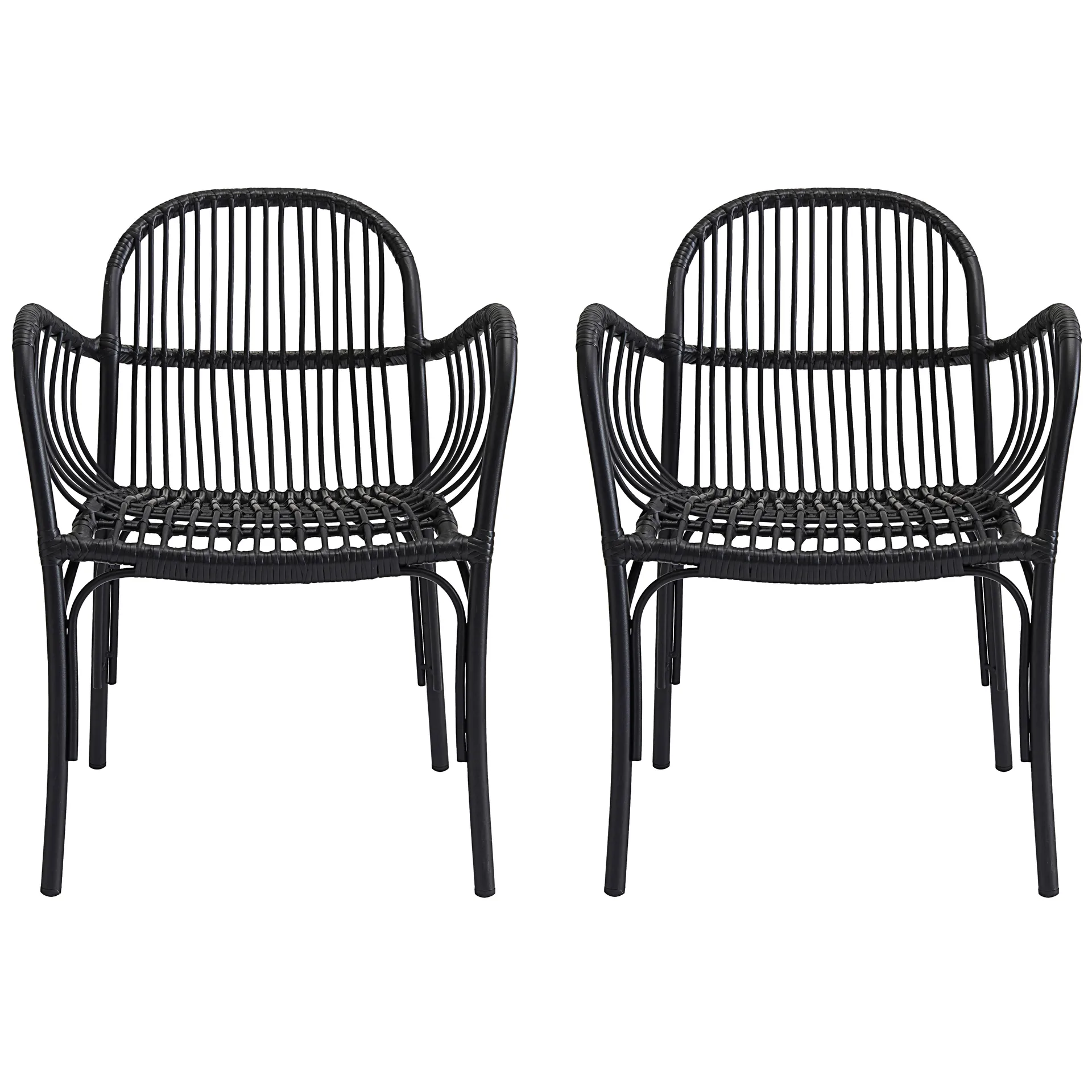 Chaise en rotin Brea lot de 2 Noir House Doctor