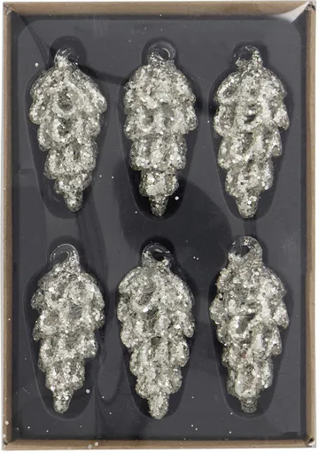 Décoration de Noël Cone 5,5 cm Lot de 6 - Argenté - House Doctor