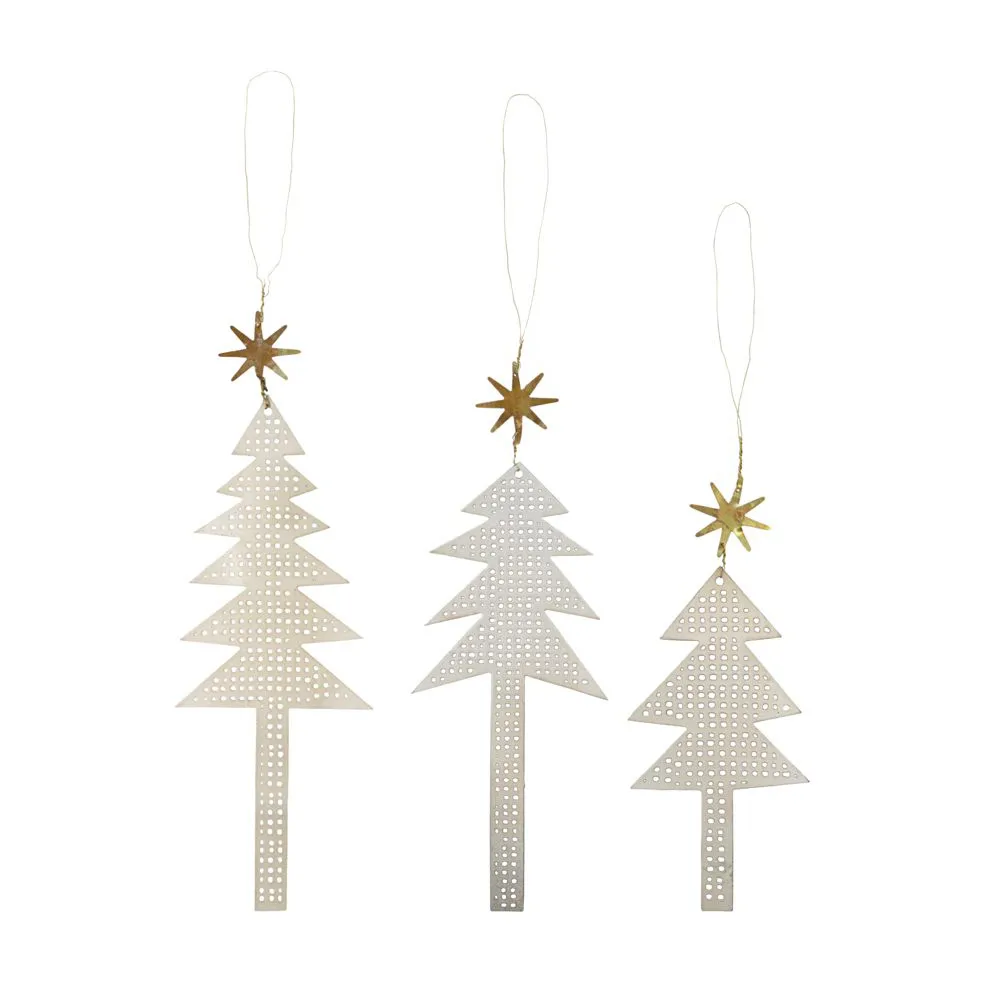 Décoration de Noël perforée Tree with Star Lot de 3, Antik argent House Doctor